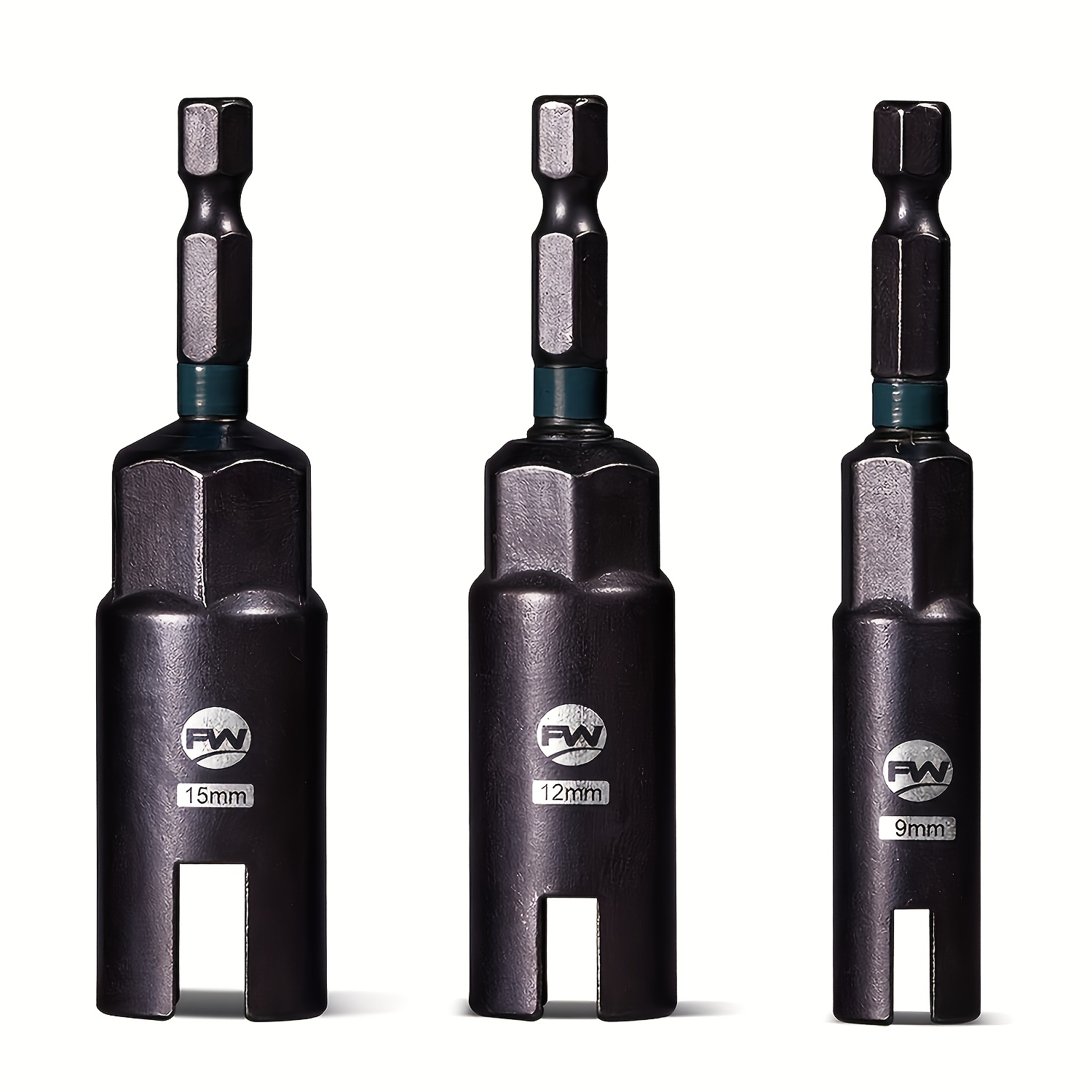 TEMU Facoow Wing Nut Driver Set 3pcs, Power Wing Nut Driver Bit (9mm, 12mm, 15mm) 1/4 Inch Hex Shank Nut Driver, Wing Nut Socket For Wing Nut, Eye ,