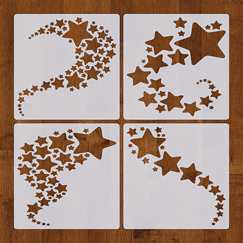 

4pcs Star Stencils, 5.9x5.9 Inch Reusable Star Painting Patterns, Stencils For Painting On Walls, Fabric, Paper, Furniture