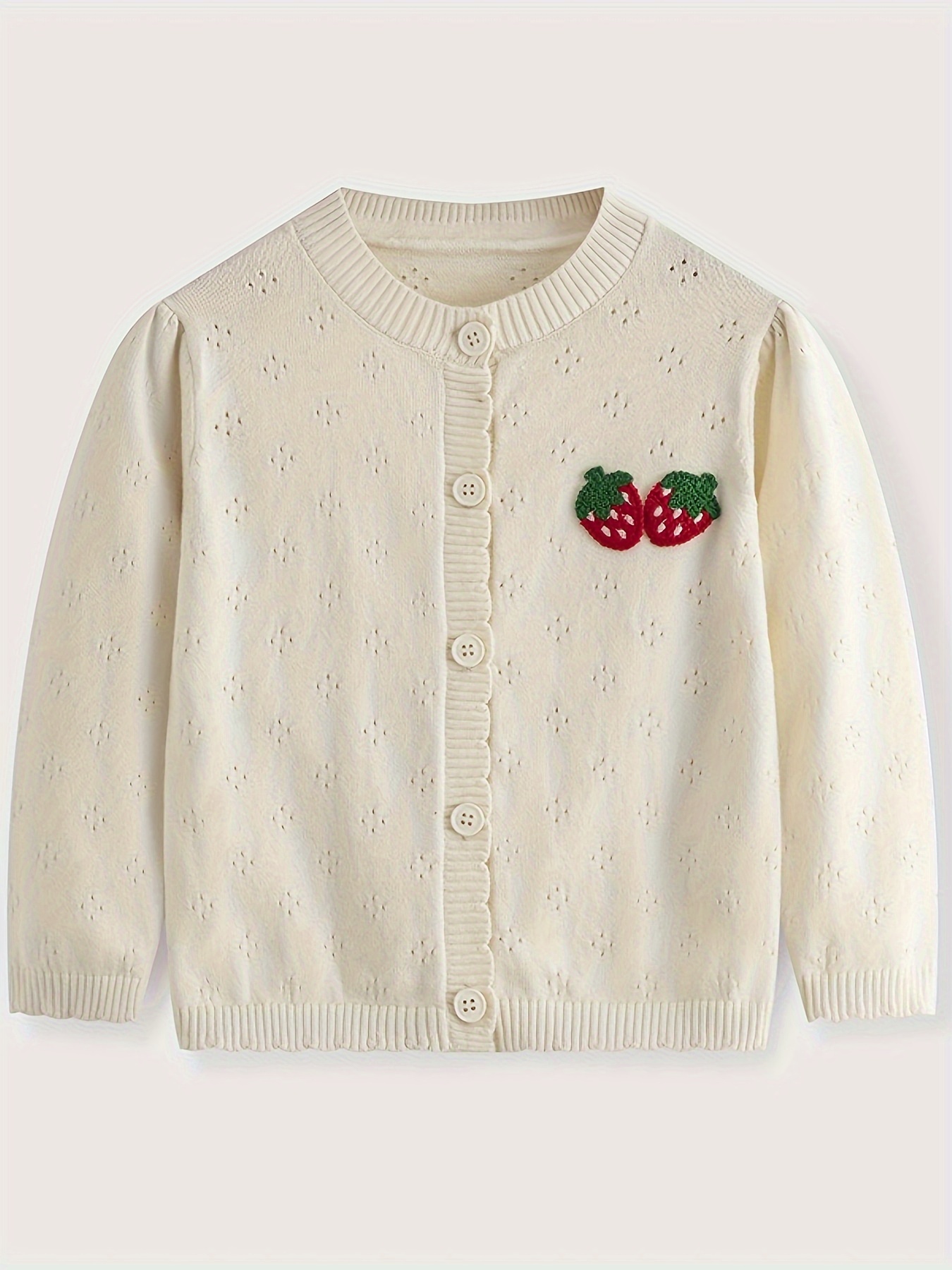 elegant cotton blend children's cardigan strawberry Temu