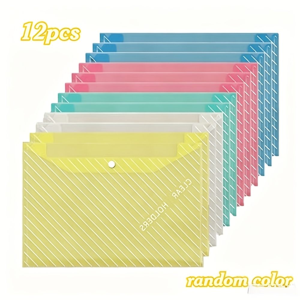TEMU Set da 12 buste per documenti A4 con a pressione, colori vivaci assortiti casualmente, portadocumenti portatili a grande capacit�, organizzatore