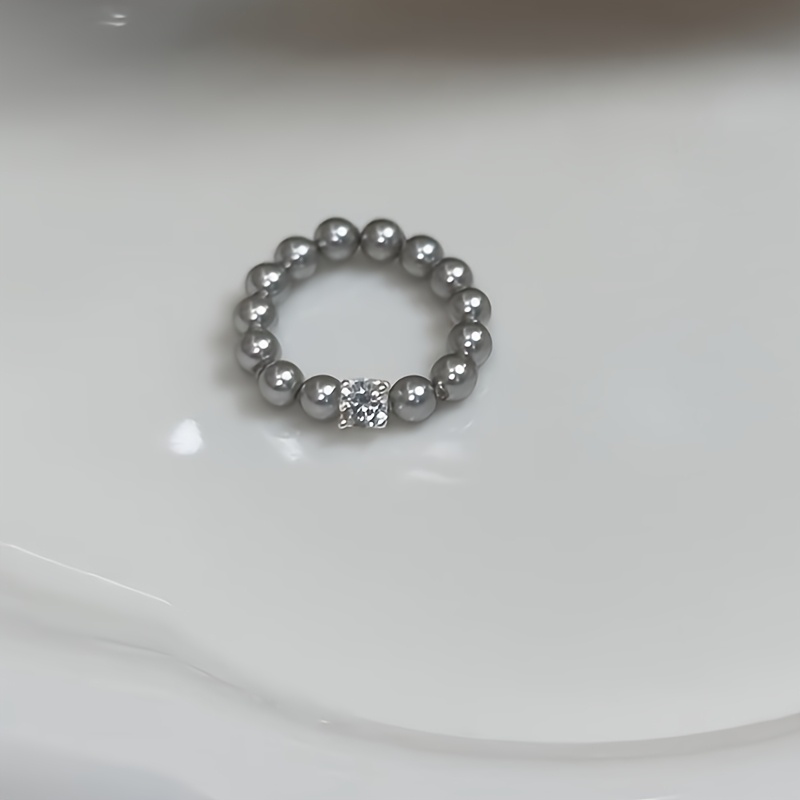 Stretch Beaded Ring with Small Sugar Beads