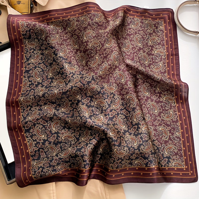E-shop Hochwertiges elegantes Burgunder-Paisley-Damen-Seidenschal | Burgunder goldener Paisley-Muster im Vintage-Luxus-Stil, 100% Maulbeerseide so fein