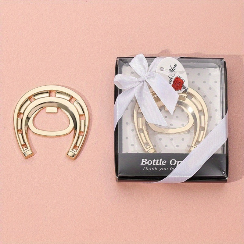 TEMU 1pc Funky Alloy Horseshoe Bottle Opener With Customizable Text - Ideal For Valentine's Day, Ramadan, Football Events & Wedding Parties - Unique