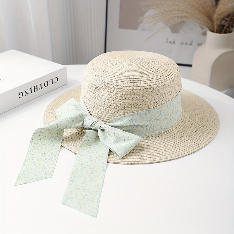 womens japanese inspired floral wide brim straw sun hat Temu Canada