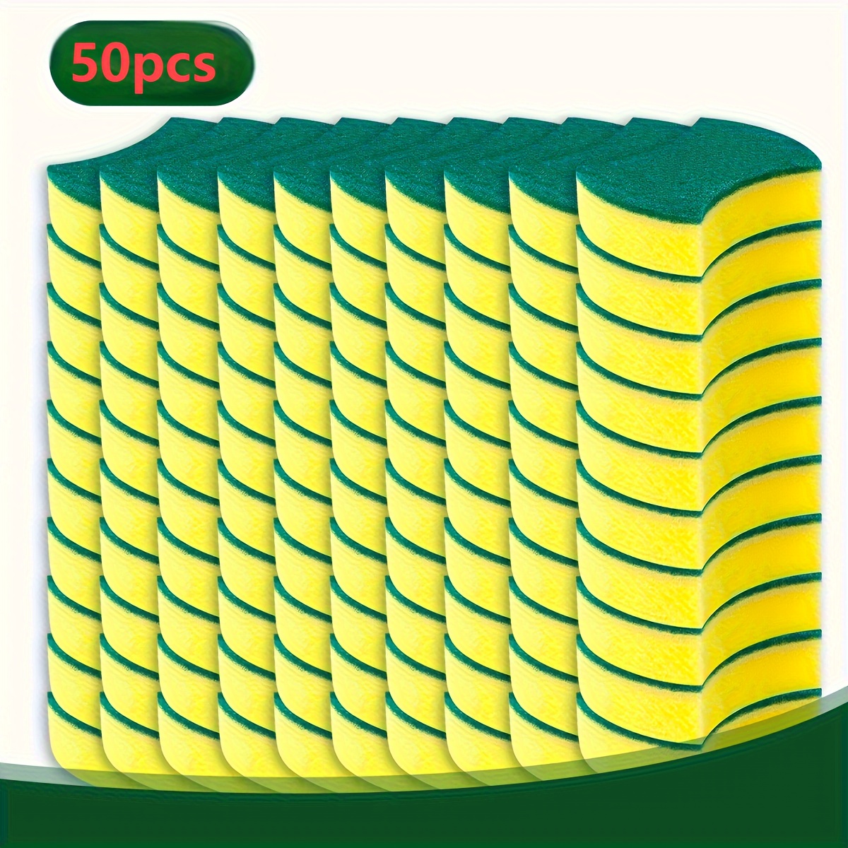 

50pcs Premium Double-sided Cleaning Sponges - , Non-scratch & For Kitchen, Bathroom & Household Use, Cleaning Sponge, Multifunctional, Dishwashing,