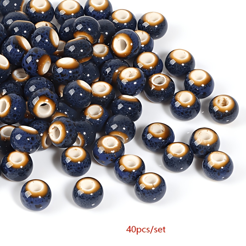 TEMU 40pcs Perles rondes en céramique de 6 mm, perles d'espacement de couleurs mélangées et glaçurées pour la fabrication de bijoux de bracelets,