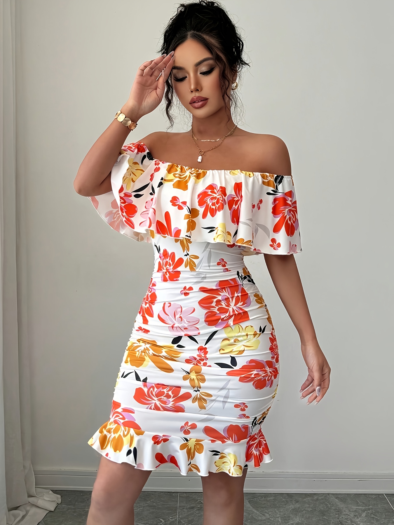 blue strapless bodycon dress Floral Mesh Strap Ruched Bodycon Mini Dress – Sexy Summer Partywear