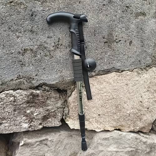 ultra lightweight adjustable hiking cane with ergonomic t shaped handle and shock absorbing system durable aluminum alloy comfortable grip suitable for hiking exploration