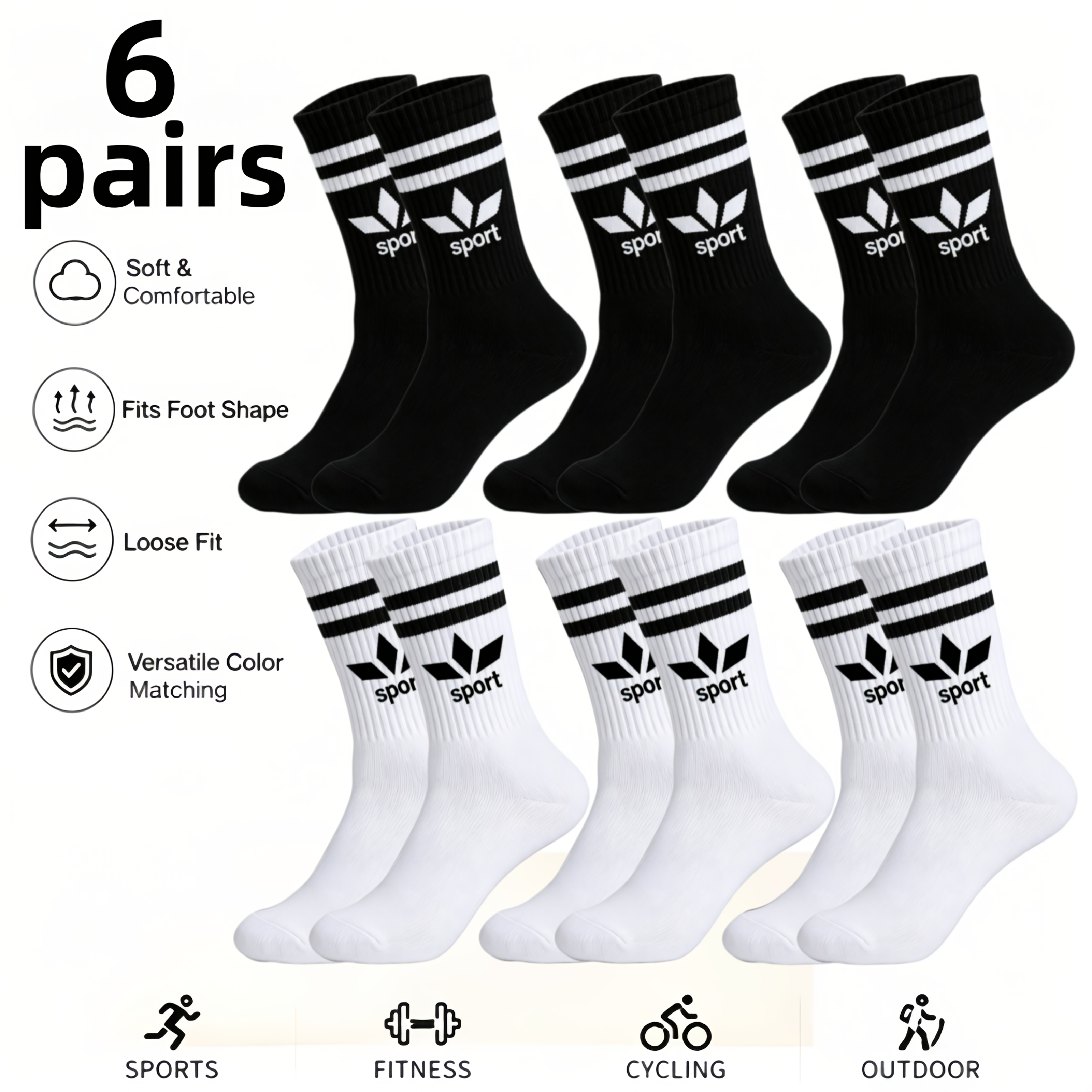 TEMU 6 Calzini Unisex a Met� Polpaccio, Serie Motivo a Foglie d'Acero a Righe, Calze Sportive, Combinazione Classica e , Morbidi e Delicati , Ideali