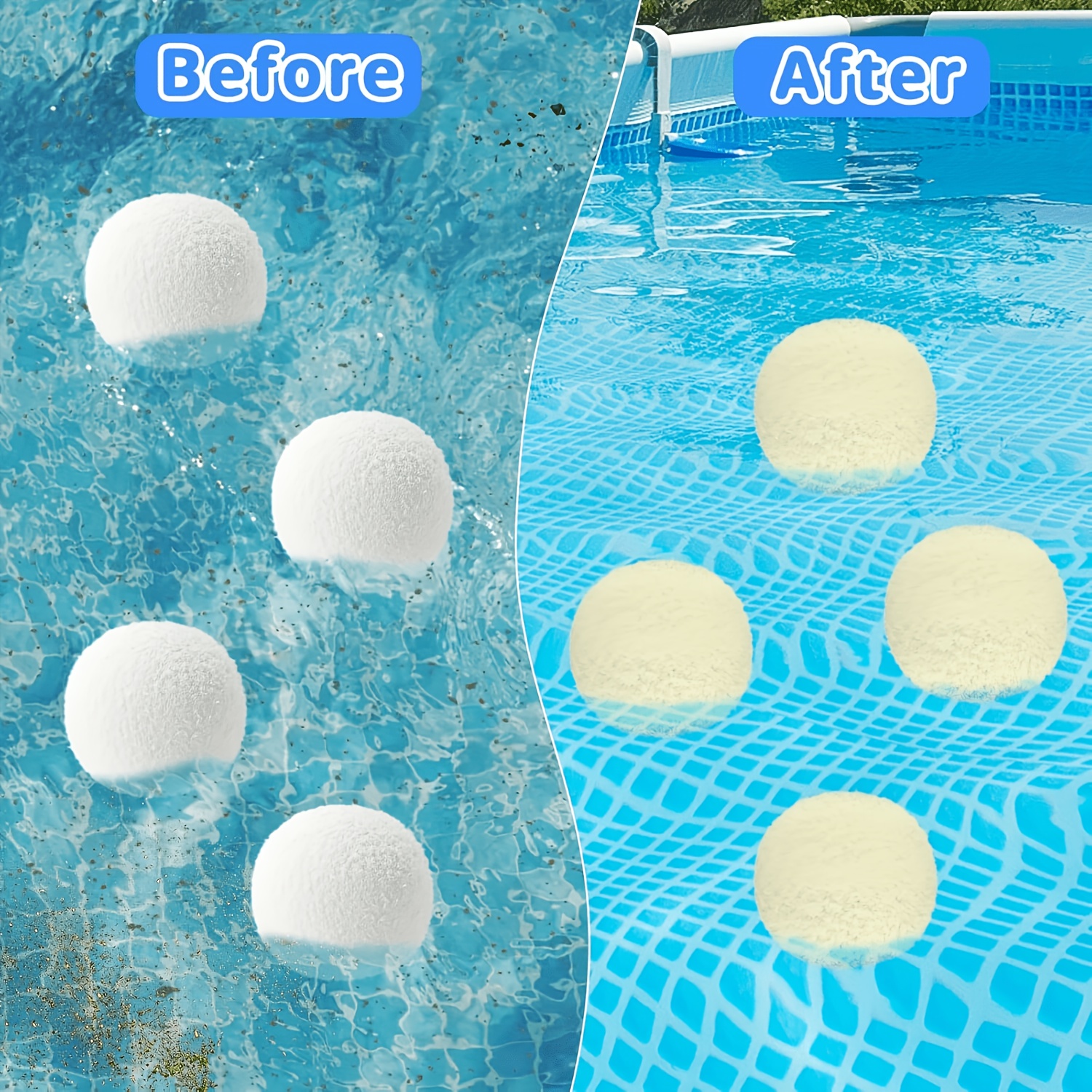 E-shop 4 Stk. wiederverwendbare Pool-Reinigungsbälle, geeignet für Whirlpools & Spas – waschbare Faser-Filterbälle mit ölabsorbierender Wirkung,