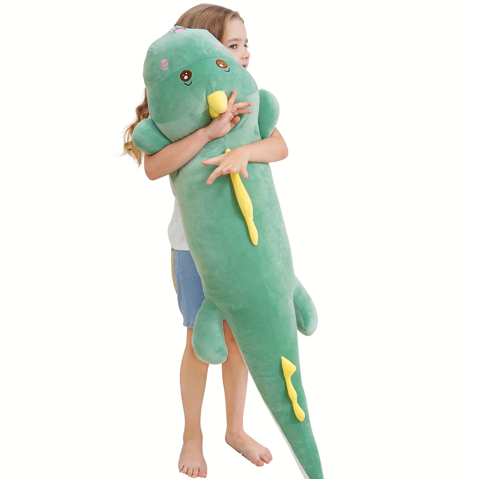 

40inch/100cm Large Dinosaur Stuffed Animal Plush Toys, Cute Anime Soft Doll Green Dinosaur Plushies, Gifts For Kids Boy Girl Birthday