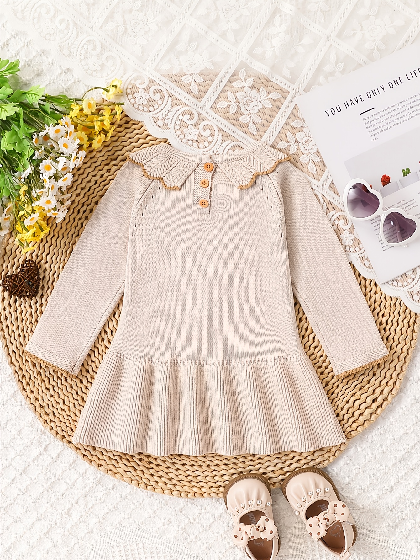 beige toddler dress long sleeve Gettin' Western Long Sleeve Fringe Dress Baby (0-18M) 3-6M