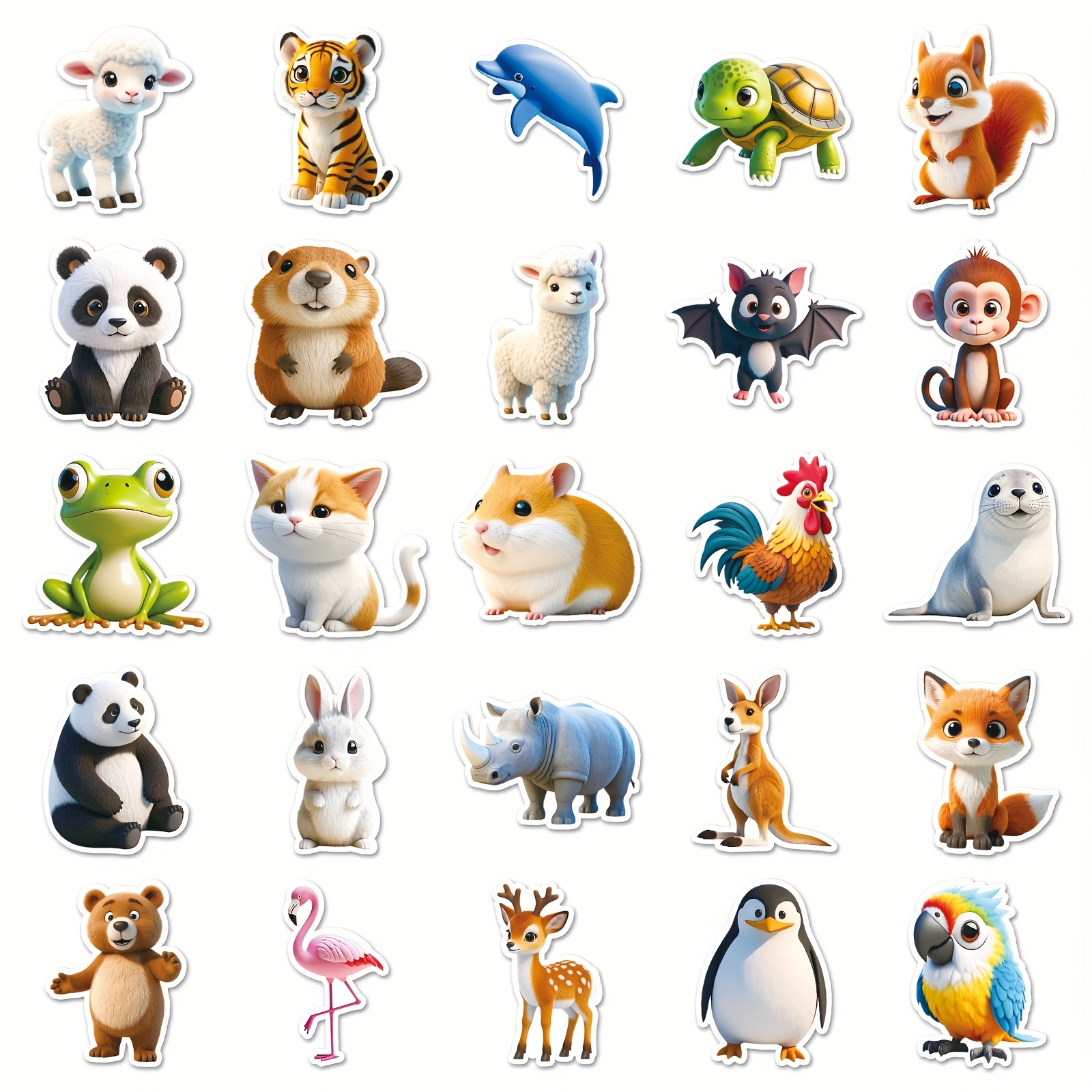 50pcs 3d Animals Graffiti Funny Stickers Vinyl Aesthetic Stickers For Water Bottle, Hardhat, Luggage Bike Skateboard