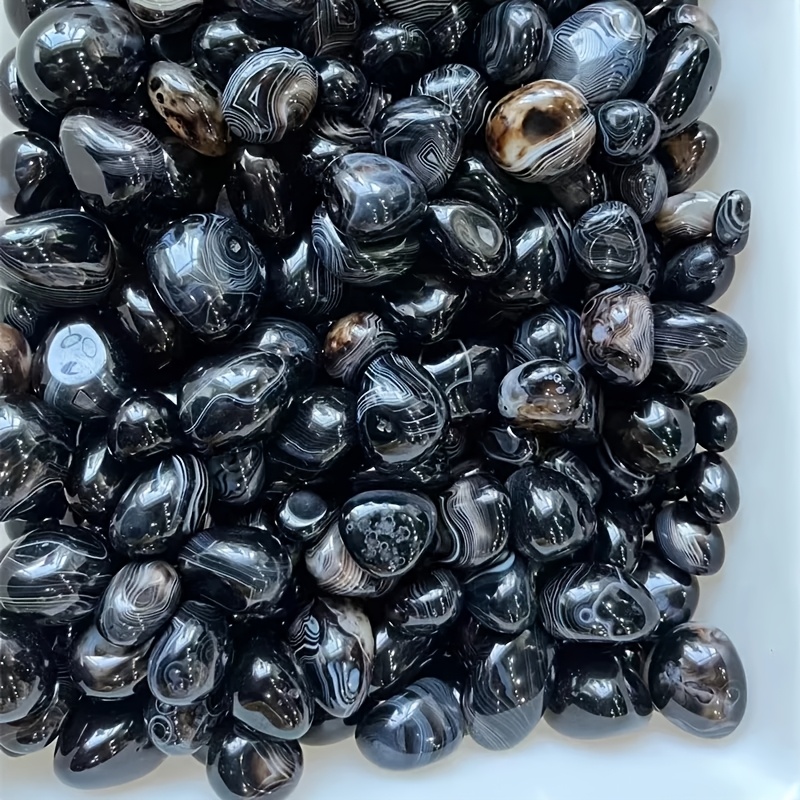 High Quality Black Onyx Artificial Crystal Natural Quartz Tumbled Stone Decor