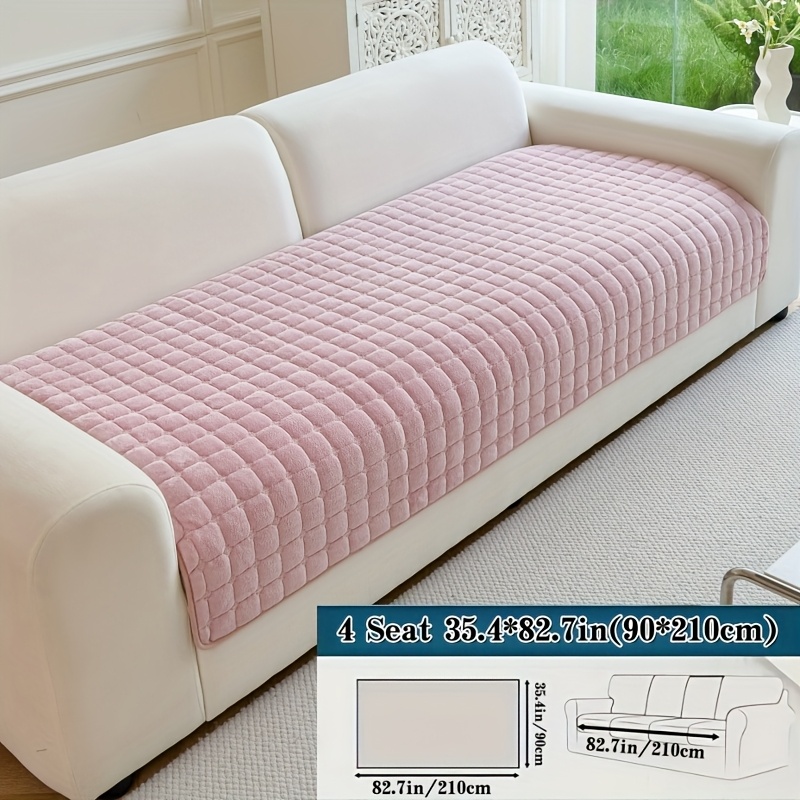 TEMU 1pc Solid Color Milk Anti Slip Sofa Pad, Pet Friendly, Soft, Warm, Fashionable Home Decoration, Suitable For Living Room, Bedroom, Office,