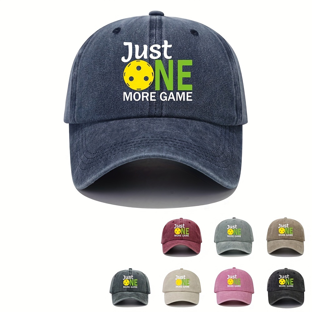

Just 1 More Game Baseball Slogan Printed Solid Color Washed Distressed Sports Hats Lightweight Adjustable Dad Hat For Women Men