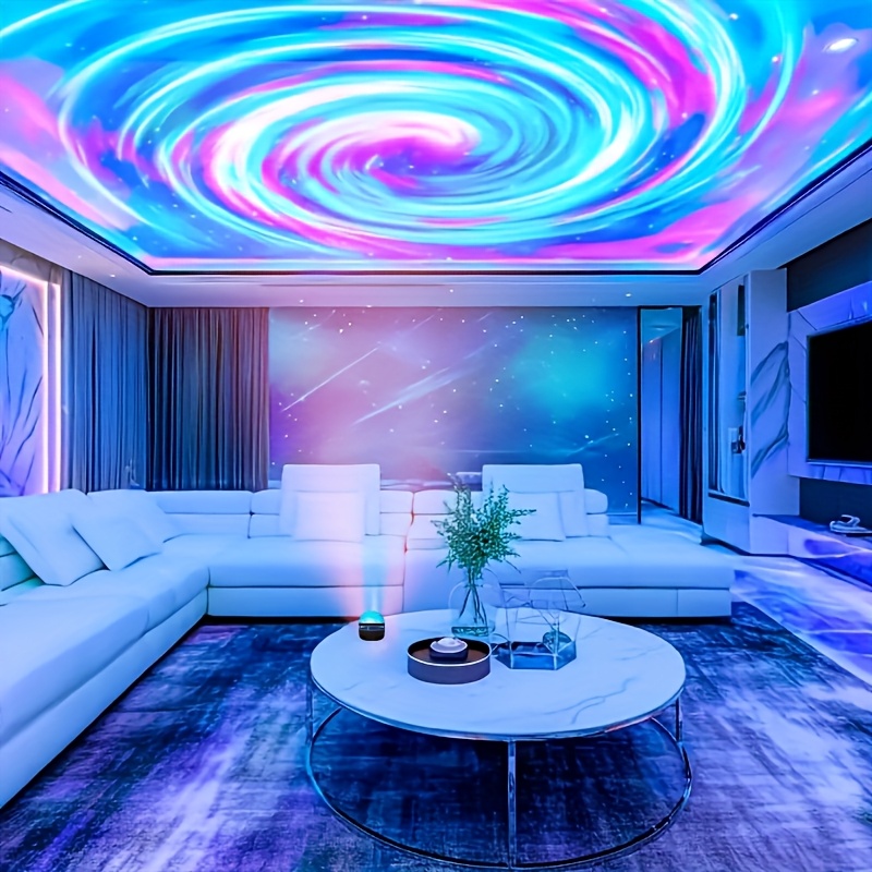 Proiector Rotativ Cer Înstelat Aurora Boreală, Proiector de Stele LED cu Telecomandă, Efecte de Iluminat Mobile, Cuplare USB, Proiector de Stele Galaxie cu 16 Culori de Lumină, pentru Decorațiuni de Nuntă, Petreceri de Sărbători, Decor Cameră Roz, Lumină de Tavan, Proiector pentru Home Theater