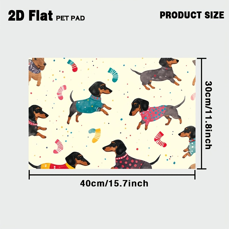 TEMU 1pc Alfombra de Alimentación para Mascotas Dachshund de Pata Corta de , Antideslizante, Absorbente de Agua, Alfombra para Perros Fácil de