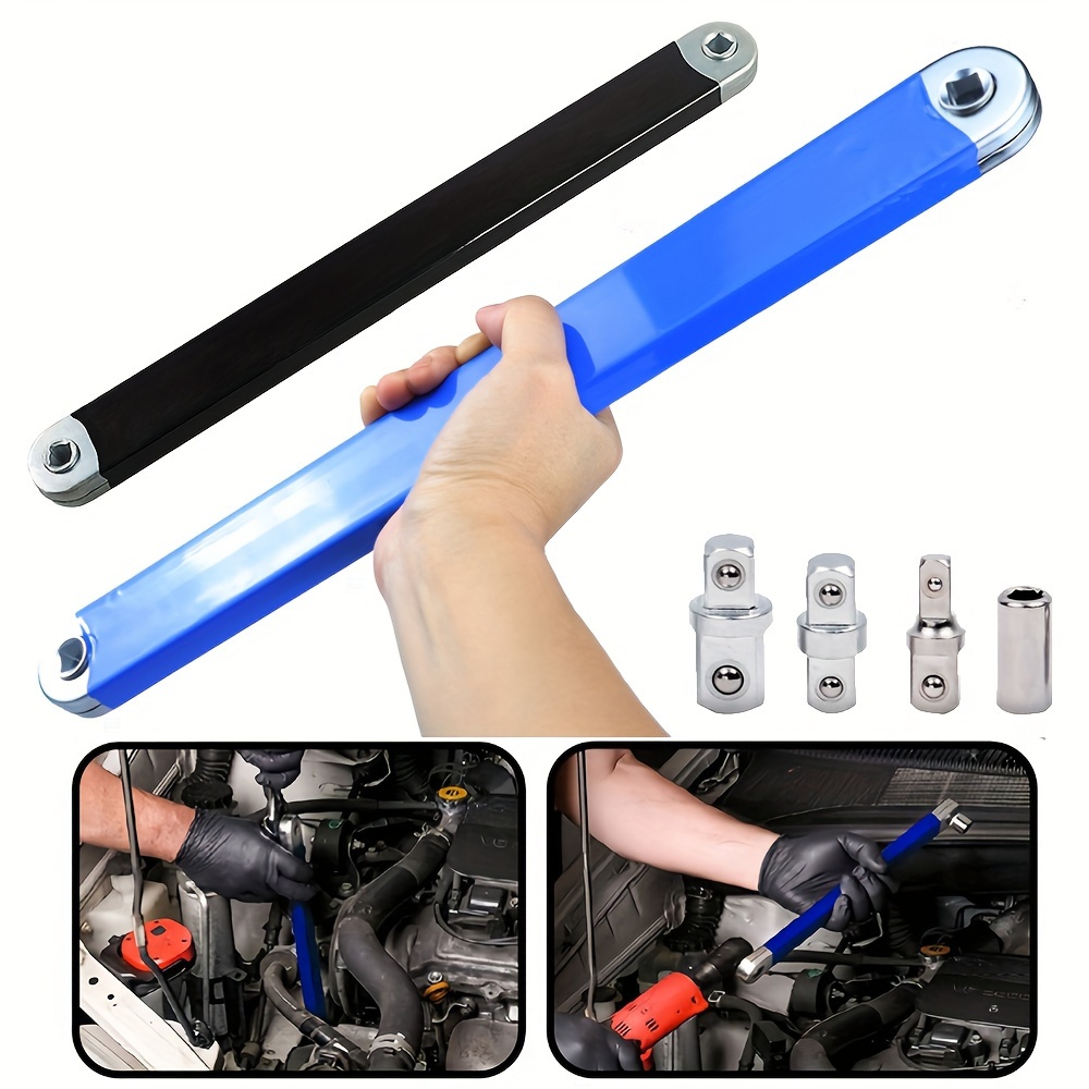 

Multi-functional Ratchet Wrench Extension Kit, Auxiliary Tool With Drive Adapters For Tight , High Carbon Steel, Blue/black