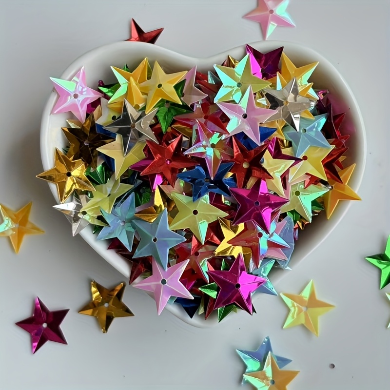 TEMU Lentejuelas sueltas de de 15 mm, 10 g/bolsa, estrella de puntas para manualidades, costura, decoraciones de boda, decoración de manualidades