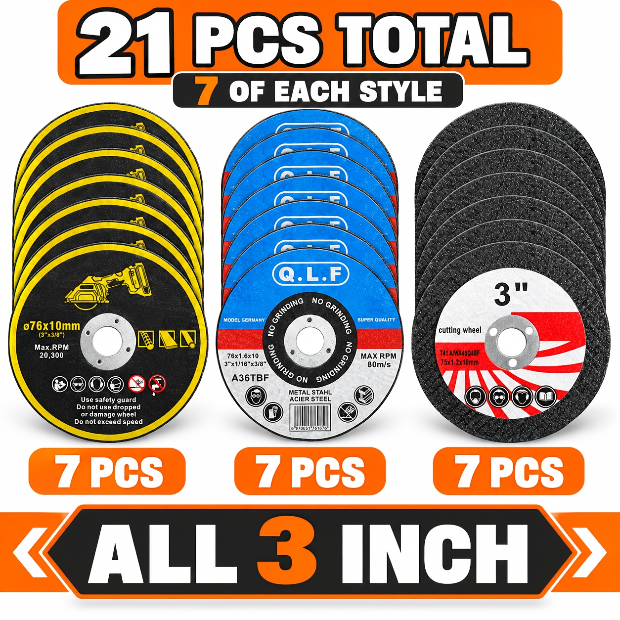 TEMU 21pcs Pack Of Ultra-strong Resin Cutting , Ultra-thin Cutting , Portable Metal Cutting And Polishing Tools, 76mm (3-inch) Resin Cutting , 10mm