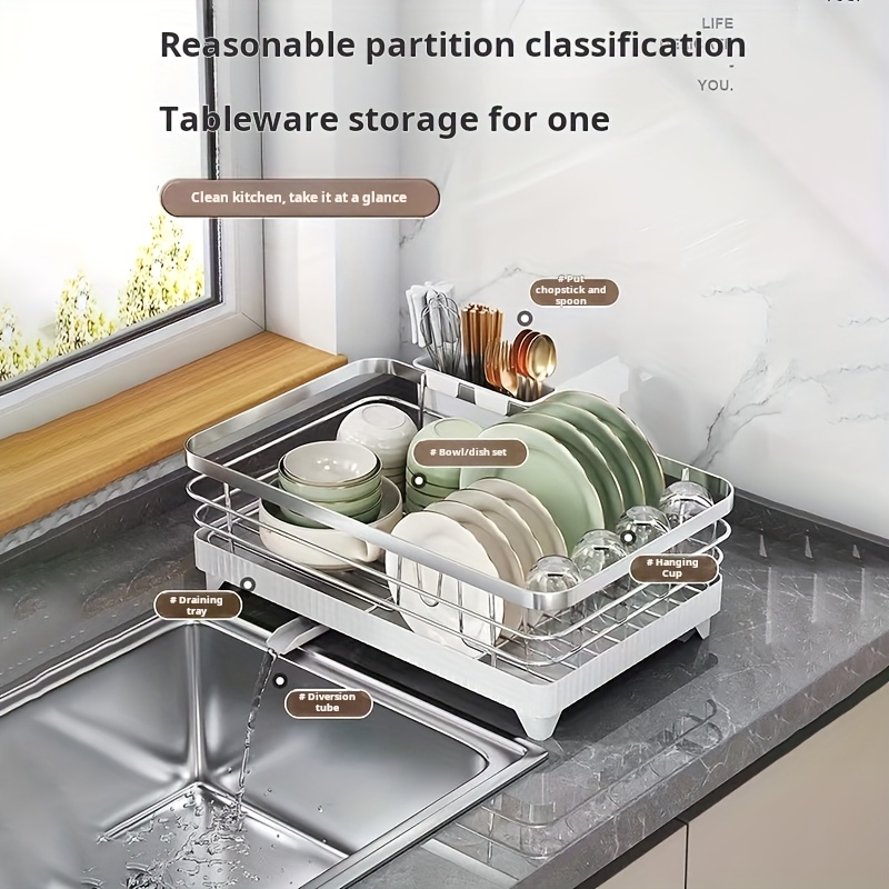 collapsible dish drying rack sink organizer rack for kitchen dish drying rack dish drainers for kitchen counter black white two colors   from suitable for 1 3 people family for kitchen dish storage and   gadgets storage Product details 3