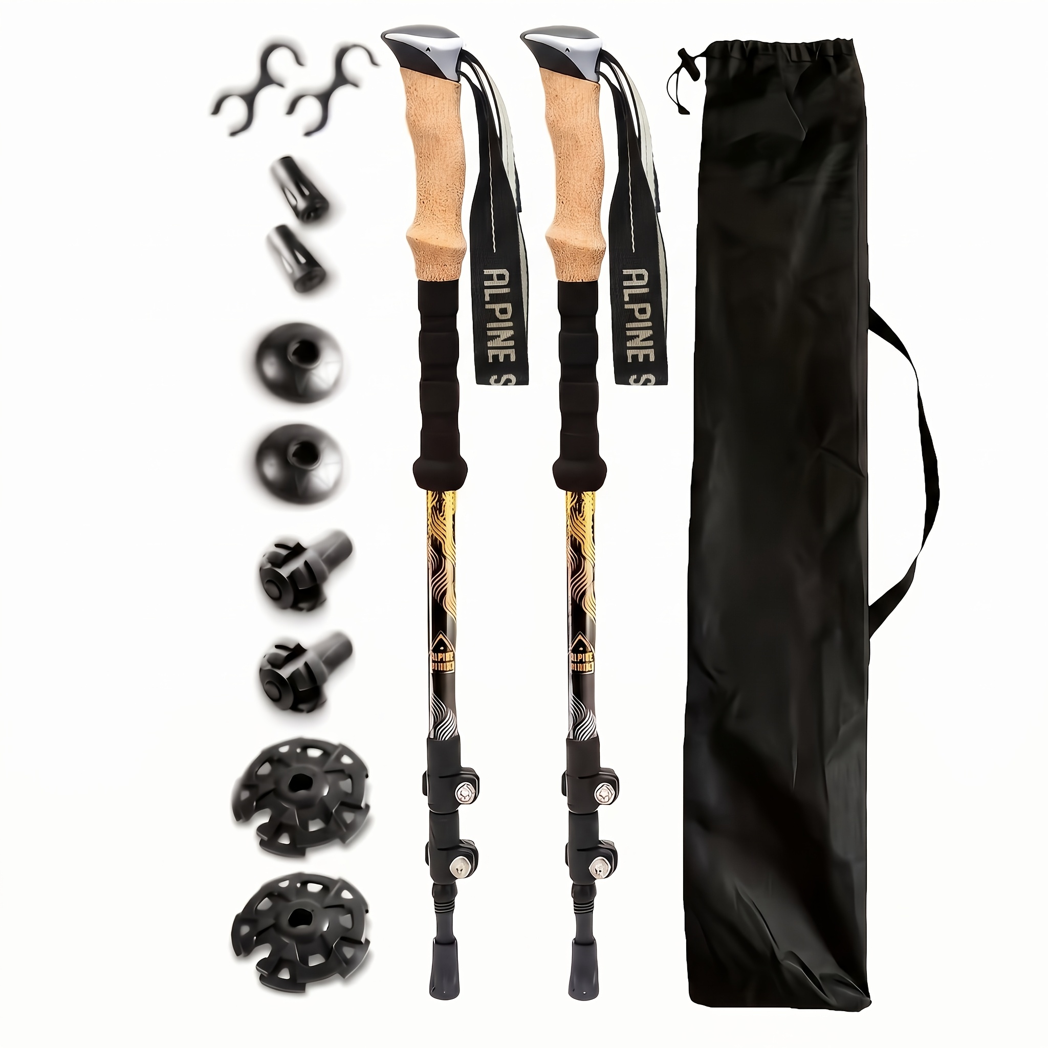 TEMU A Set Of 7075 Aluminum Alloy External Locking Trekking Poles With Multiple Accessories - Yellow