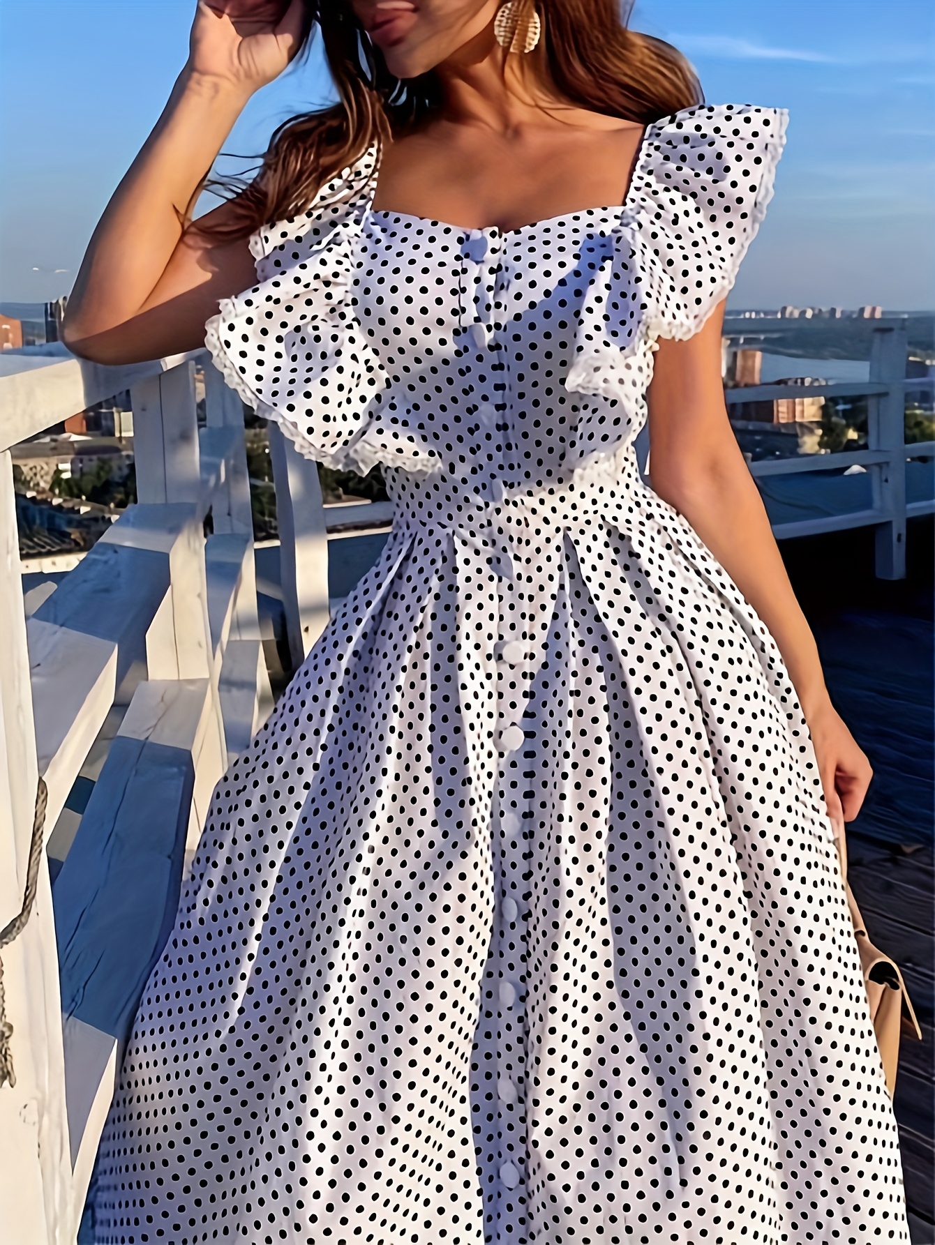 new stylish womens elegant casual polka dot dress - Temu Mauritius