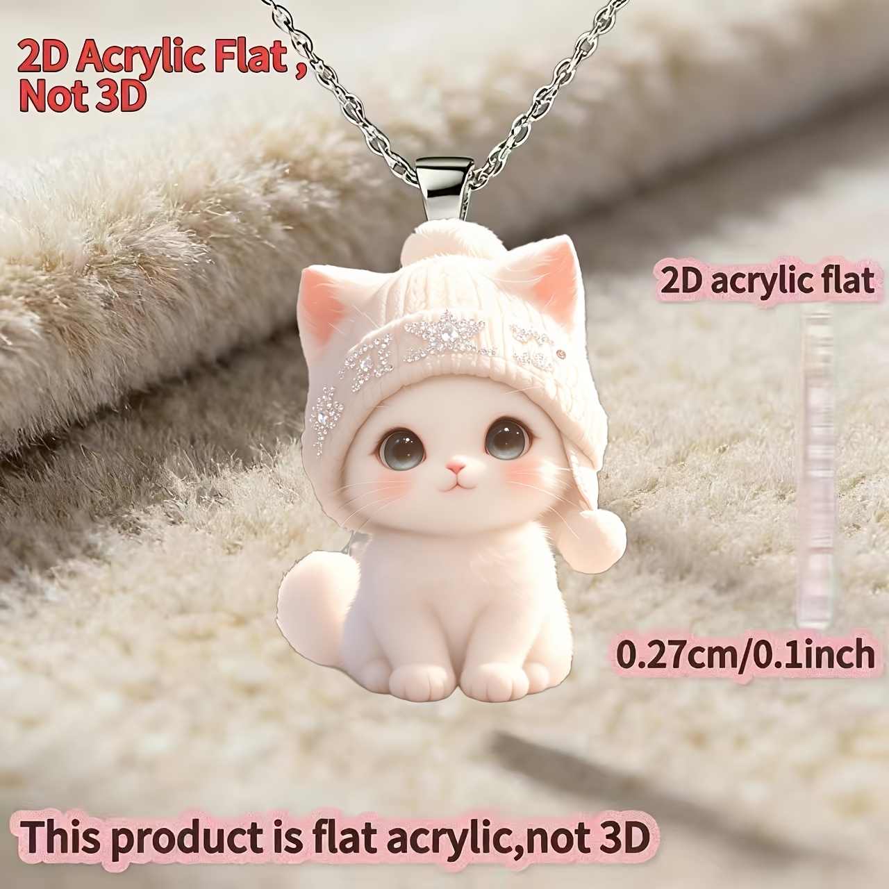 Women's Y-Shaped Cat Pendant Necklace, Cute Kitten Design