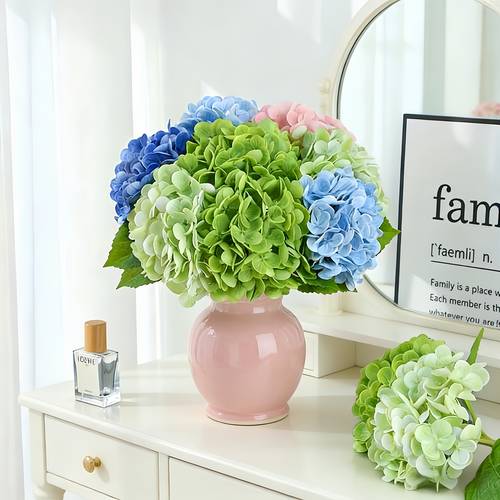 6pcs of artificial realistic spring colored high end hydrangea faux flowers suitable for home parties engagements bridal bouquets decorations for living rooms dining tables upscale hotel decor mothers day valentines day christmas