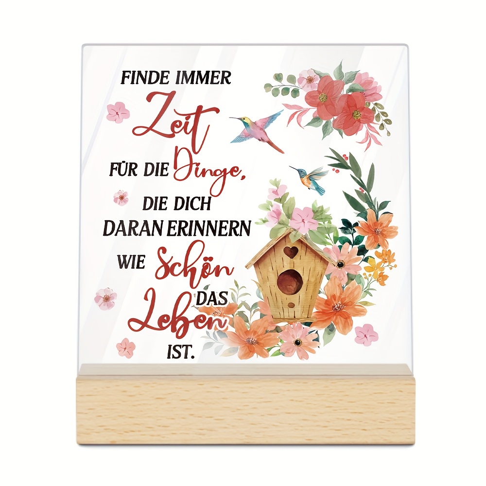 Image of [2d Flat] Putuo Decor 1pc German Square Acrylic Sign With Wooden Base Table Decoration, Make Time For The Things That Remind You , Desktop Ornament For Home, Farmhouse, Cafe, Coffee Shop, Gift