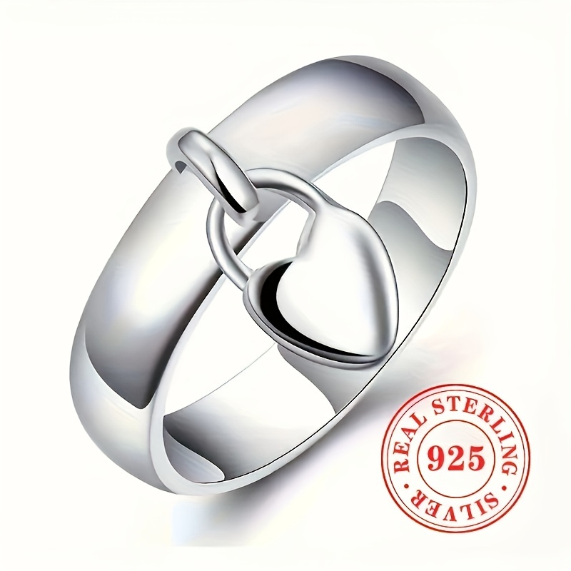 

Bague promesse en argent sterling 925 en forme de cœur, design simple et élégant, convient à un usage quotidien ou comme cadeau, parfait pour la Saint-Valentin.