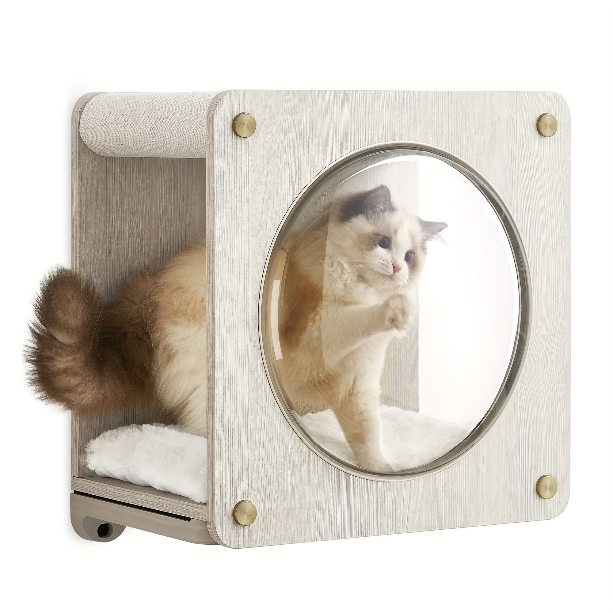 

Feandrea Cat Cave, Cat Wall Condo House With Hammock, Observation Window, Extremely Quick Assembly, Unlimited Expandability, Replaceable Module And Cushion