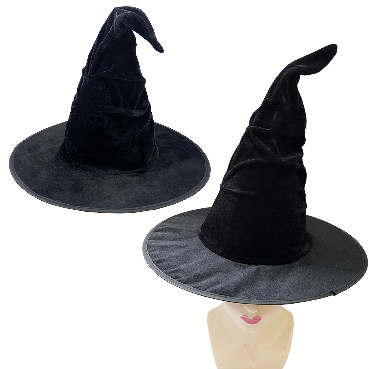 TEMU 2pcs For Halloween Photo Booth Props - Women's Large Pleated Hat, Gothic For Halloween Headwear, Suitable For Halloween, Thanksgiving, Birthday