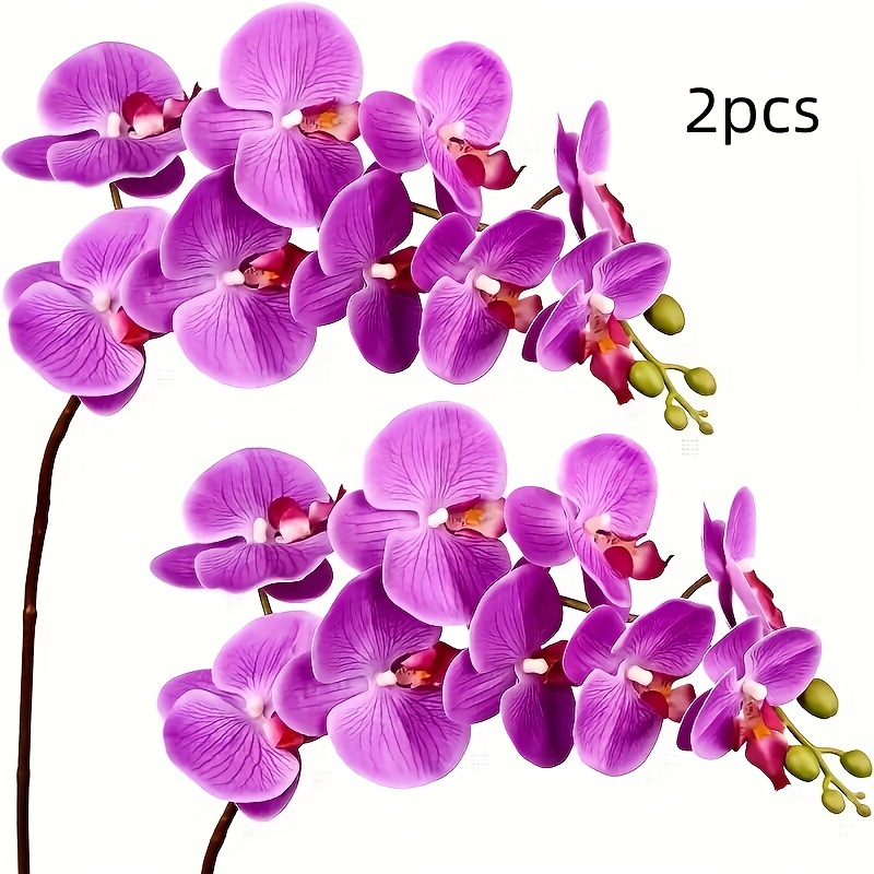 TEMU 2pcs Unique And Beautiful Artificial Butterfly Orchids, Lifelike Artificial Orchid Plants, Suitable For Wedding Decoration, Home Indoor And Outdoor Decoration Round ()