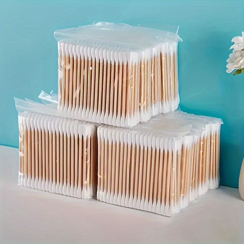 

100pcs Unscented Cotton Swabs, Double-headed, For Makeup Removal & Wound Care, No Battery Needed, Bathroom | Neutral Design | Plasticfree