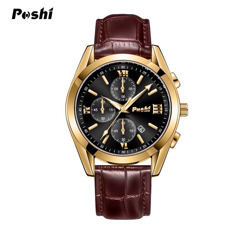Unisex Quartz Watch with PU Strap, Multifunctional Design