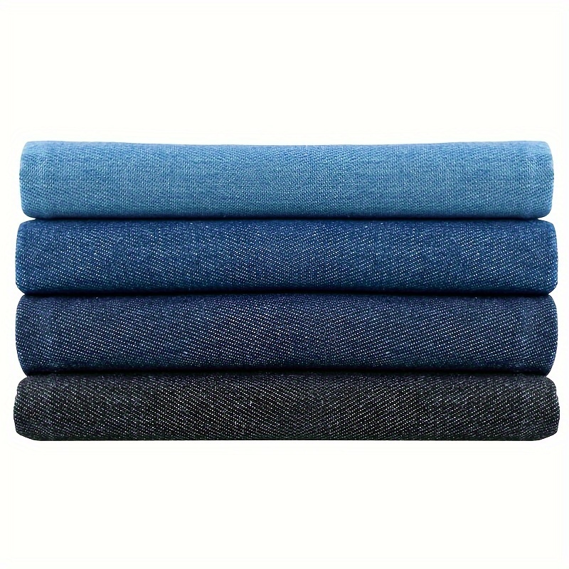 E-shop 4 Stück 50x50 cm Denim-Stoff in Mischfarben, DIY Bastelstoff, geeignet für Handarbeiten, Puppenherstellung, Näharbeiten, Taschenherstellung