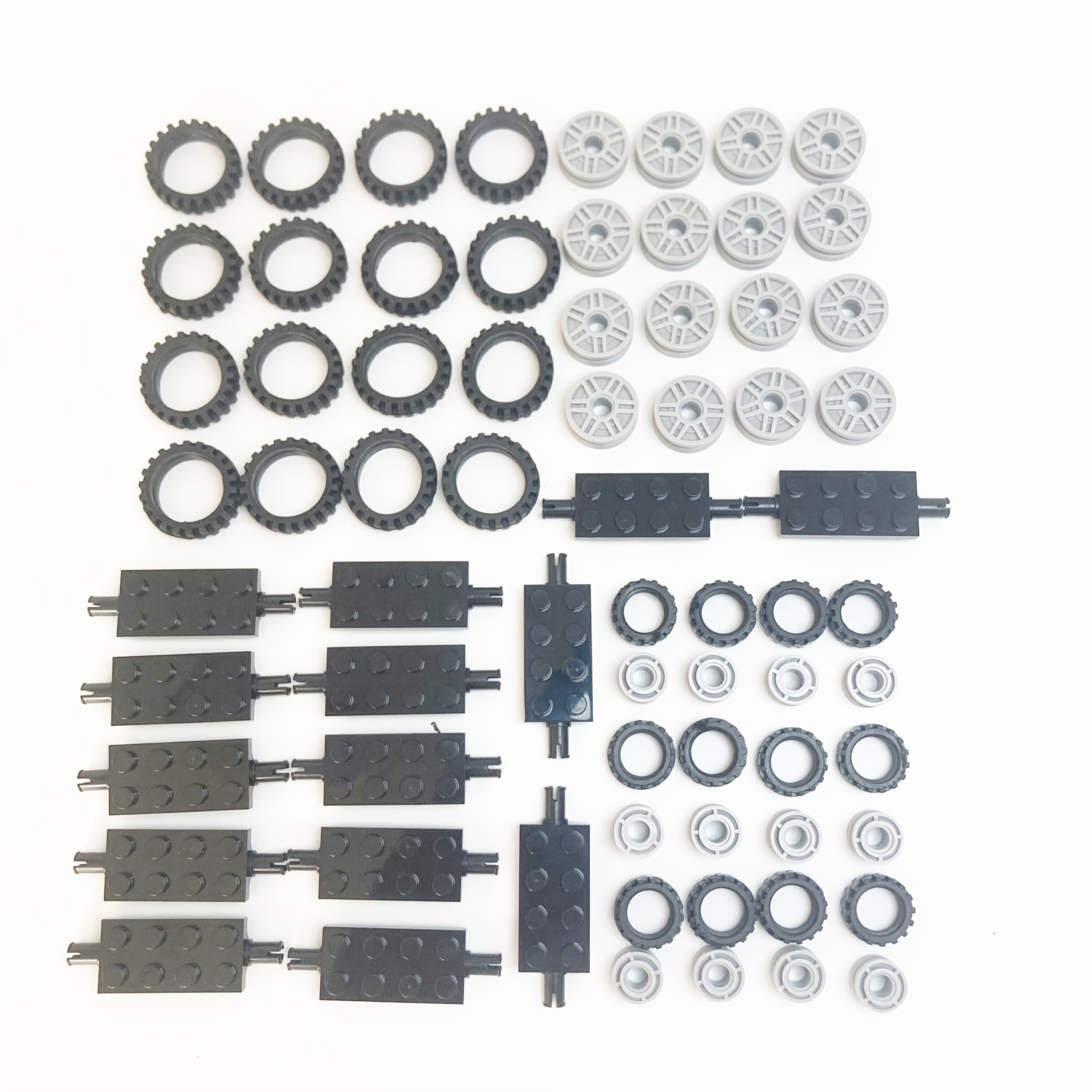 Image of 70pcs/ Set, Moc Building Block Tire Set, Compatible With , Tire And Wheel Combination Building Block Accessories, Diy Automobile Tire Rim Bearing Assembly Toys, Gifts.