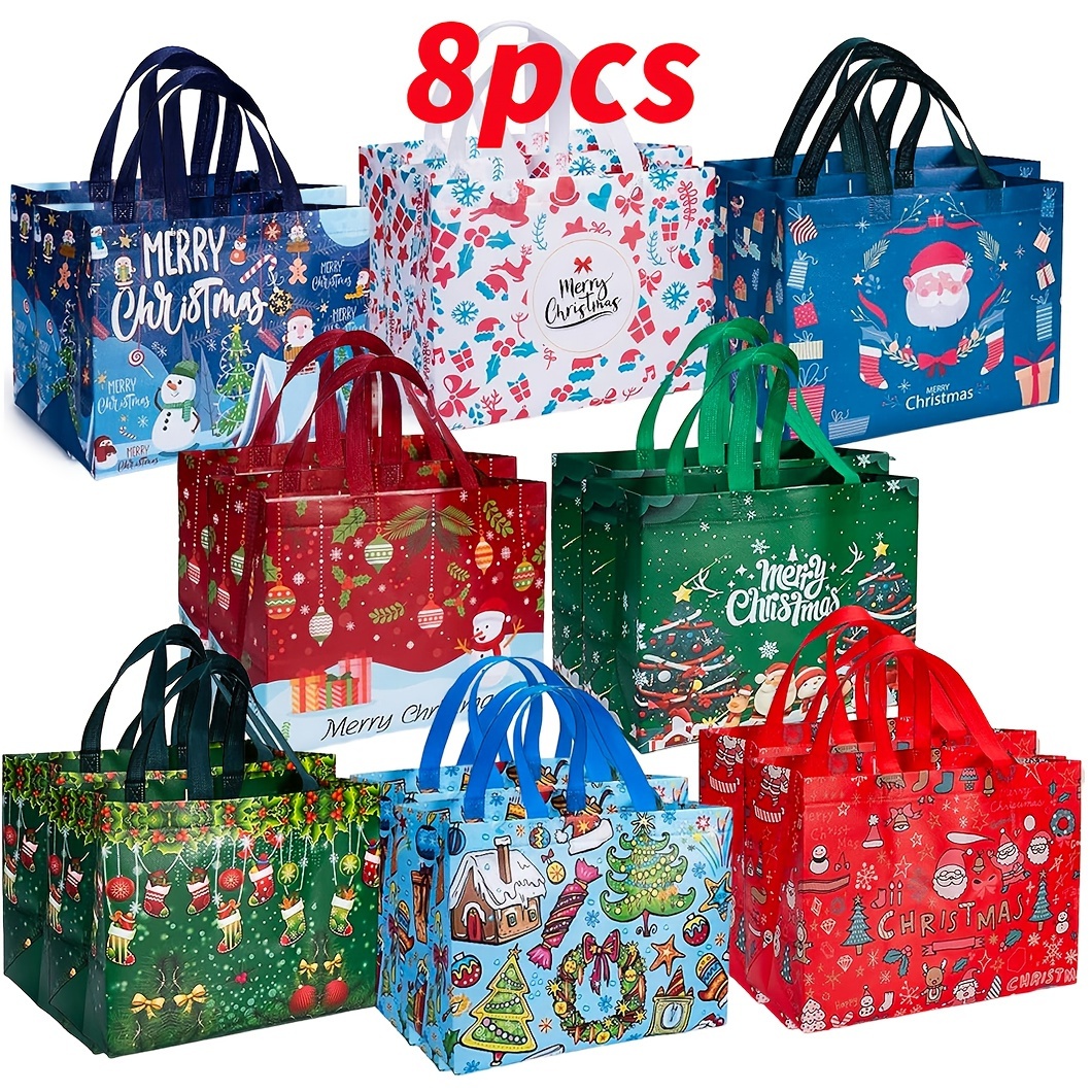 16pcs large christmas gift bags handles reusable non woven