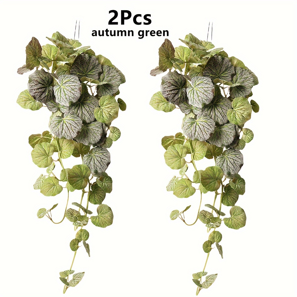 Image of 2pcs, 27.5in Artificial Hanging Plants, Artificial Ivy Leaves, Artificial Bonsai Vine Hanging Flower Decoration, Suitable For Wedding Wall House Room Indoor Outdoor Home Shelf Office Decoration No