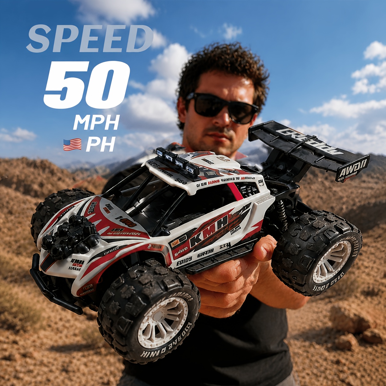 TEMU Drive Off-road Car, With A Of 50 Kilometers Per Hour. Suitable For Children Over 6 Years Old To Play With. For Birthdays And Christmas.