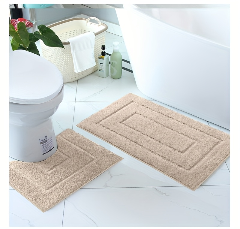 2pcs of ultra soft non slip bathroom carpet   absorbent machine washable durable home decoration floor mat suitable for bathroom bathroom bedroom living room entrance u shaped toilet mat entrance door mat Product details 4