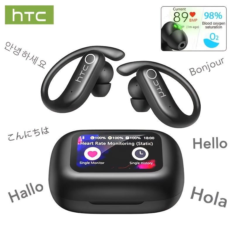 E-shop HTC NE61 KI-Kabellose Übersetzungs-Kopfhörer mit -Übersetzer, geeignet für 135 Sprachen, kabellose Ohrhörer mit Display, USB-Aufladung,