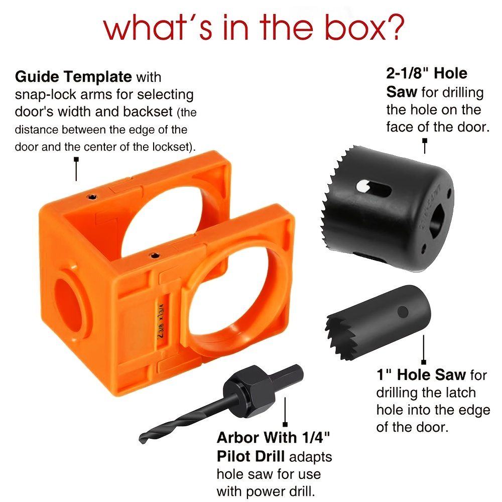 Door Lock Installation Kit with Drilling Tool Belt and Saw Set
