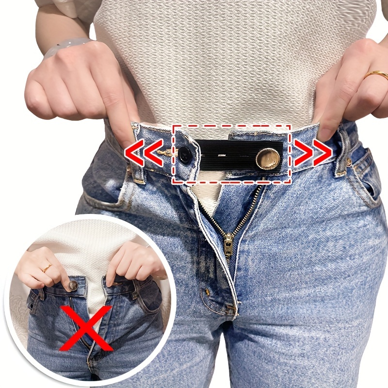1pc Elastic Waist Extension Buckle For Pants, Adjustable Waist  Circumference, Suitable For Men And Women's Jeans, Casual Pants, Black And  White