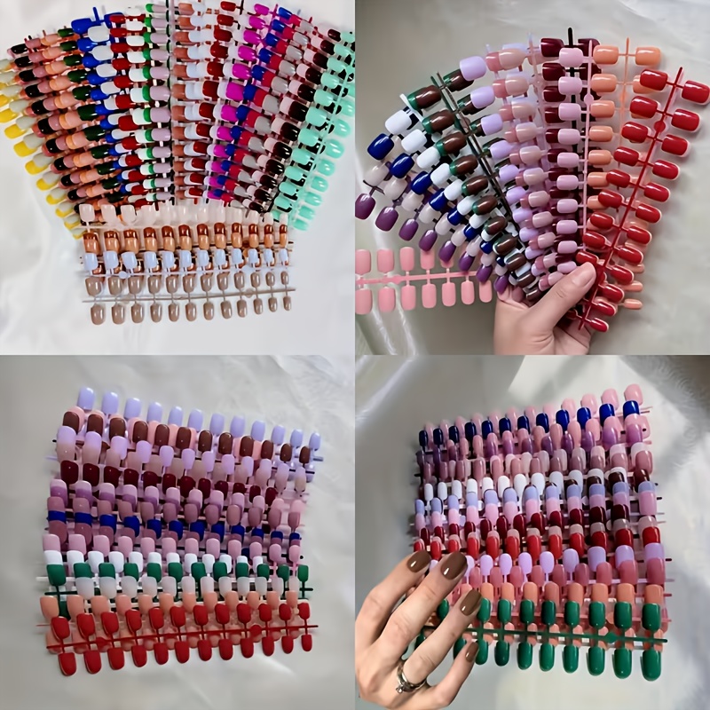 TEMU 96 uñas postizas cuadradas cortas, paleta impresionante, acabado reutilizable, fácil de combinar para estilos , ideal para mujeres, fiestas,