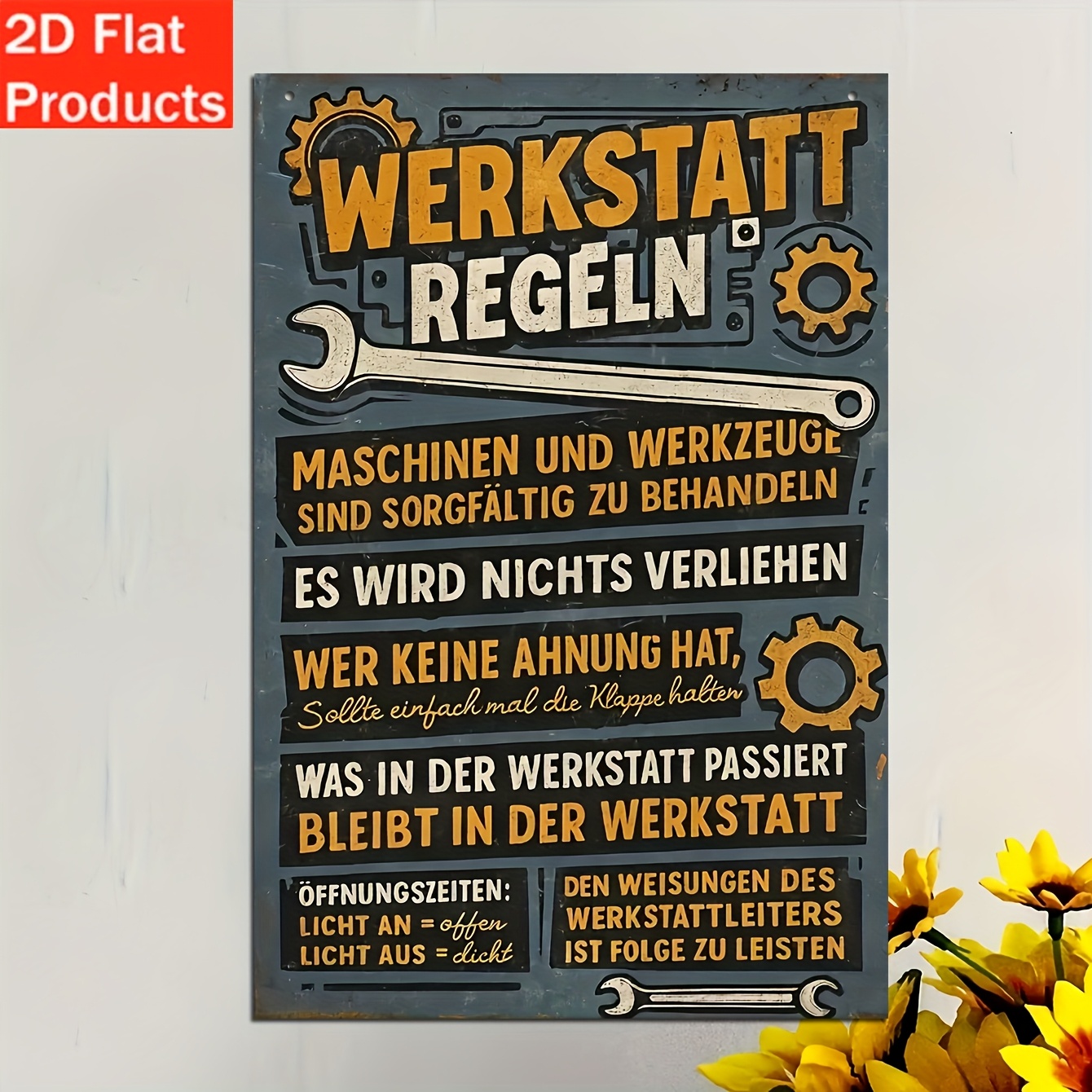 2d Flat - 2d Plane, 1pc Of German Retro Wooden Workshop Regulation Sign, Suitable For Garages, Rooms, Walls, Homes, For Home, Bedrooms, Weddings, Bathrooms, Outdoors, Indoors, Etc., Christmas Holidays