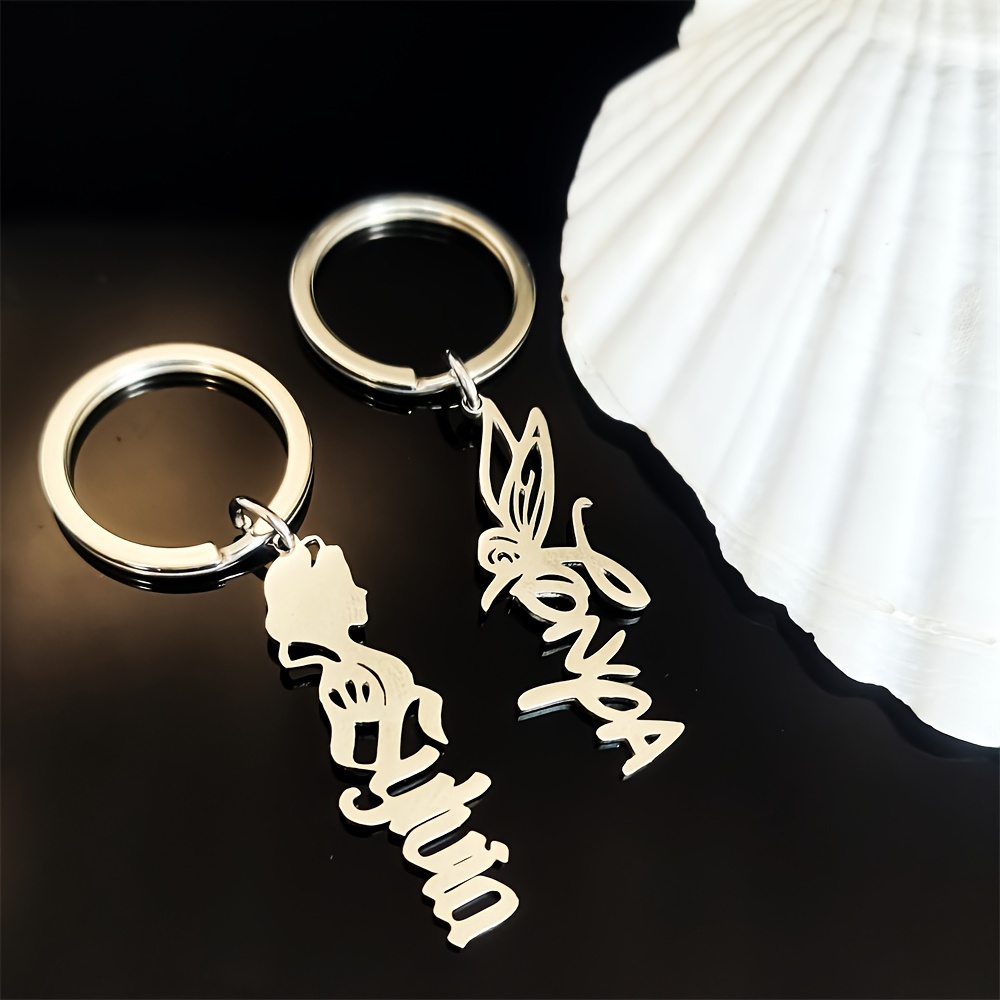 

Personalized Lady Keychain: Cute Butterfly , Princess Mouse, And Name Letters - Perfect For Return To School Gift