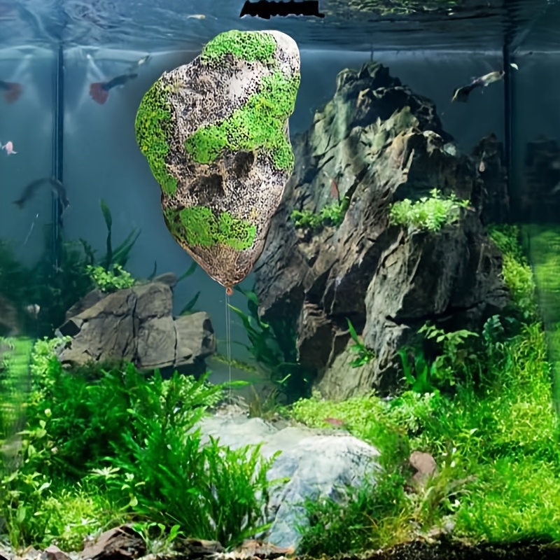 Floating Aquarium Islands Rocks with Realistic Greenery, Fish Tank  Decoration, for Freshwater/Saltwater Aquariums, Fish Tank Landscaping, Easy 